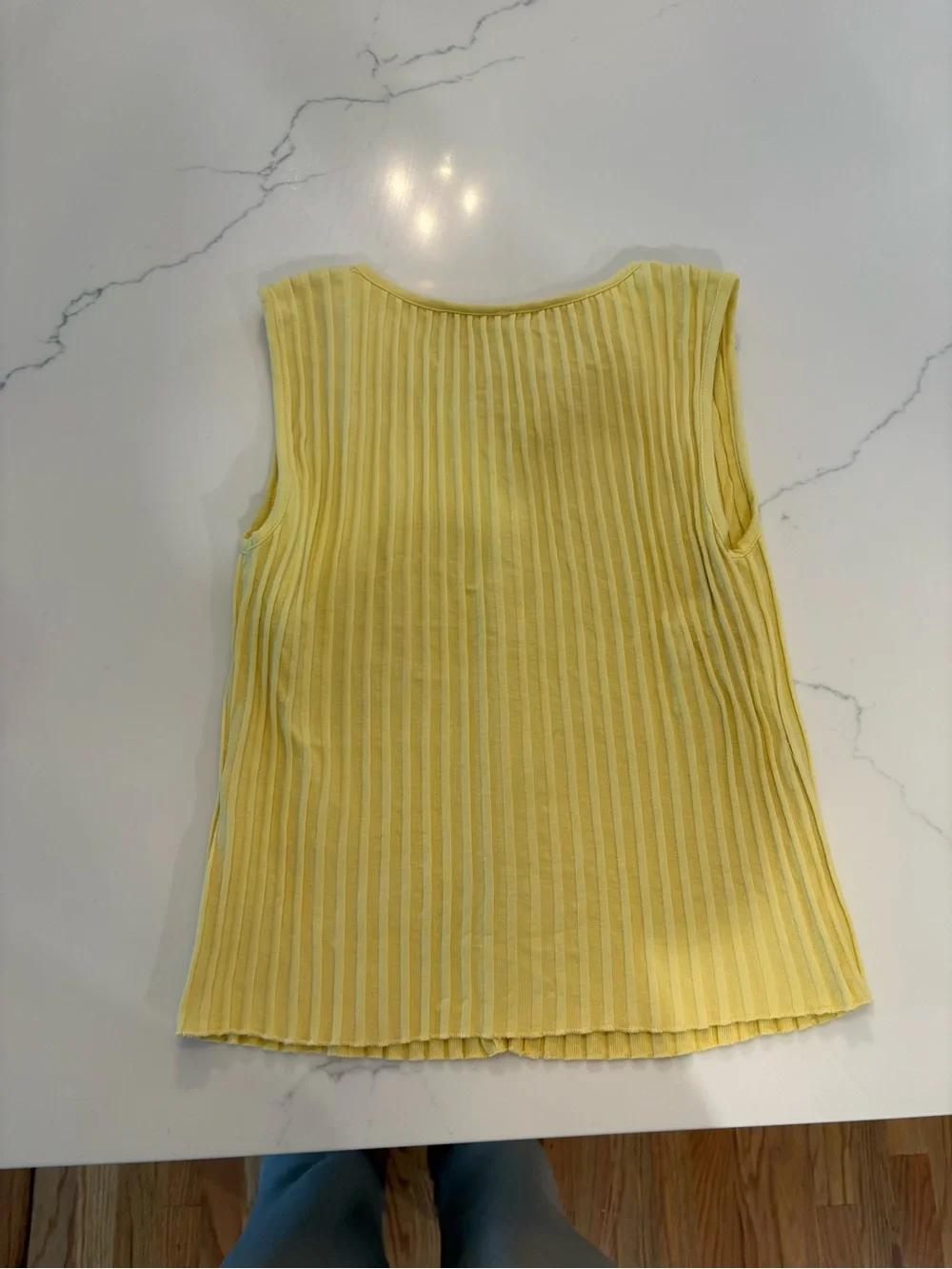 Free People Sleeveless Ribbed Button-Up Top - Pale Yellow